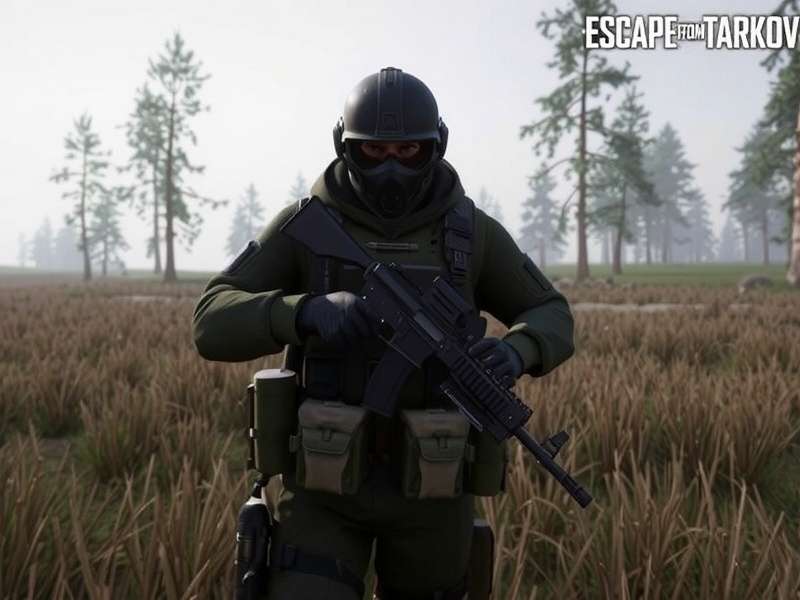 Reparar Armas Escape From Tarkov – Weapon repair bench with tools and assault rifle