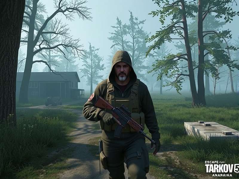 Escape From Tarkov clothing showcase featuring PMC operators in full tactical gear, armor, and camouflage